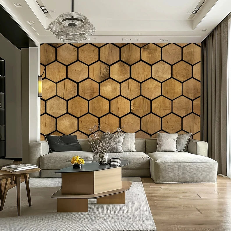 Hexagonaal Spiegel Wandpaneel – 70 x 83 cm Aku : 637Q