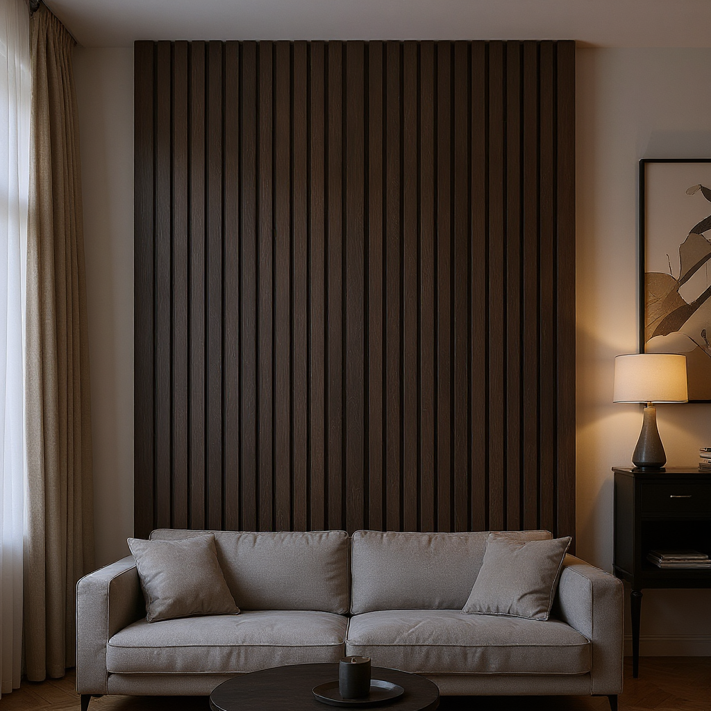 Walnoot Bruin – 270×60 cm (21 mm Dikte) | Akoestische Wandpanelen van Totaal Decor