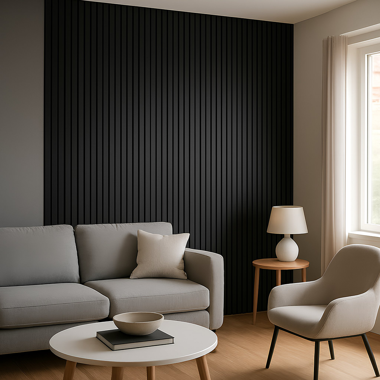 EV Zilver Walnoot – 270×60 cm (21 mm Dikte) | Akoestische Wandpanelen