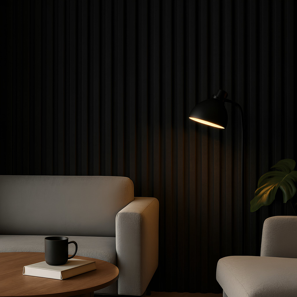 Suède Zwart – 270×60 cm (21 mm Dikte) | Akoestische Wandpanelen van Totaal Decor