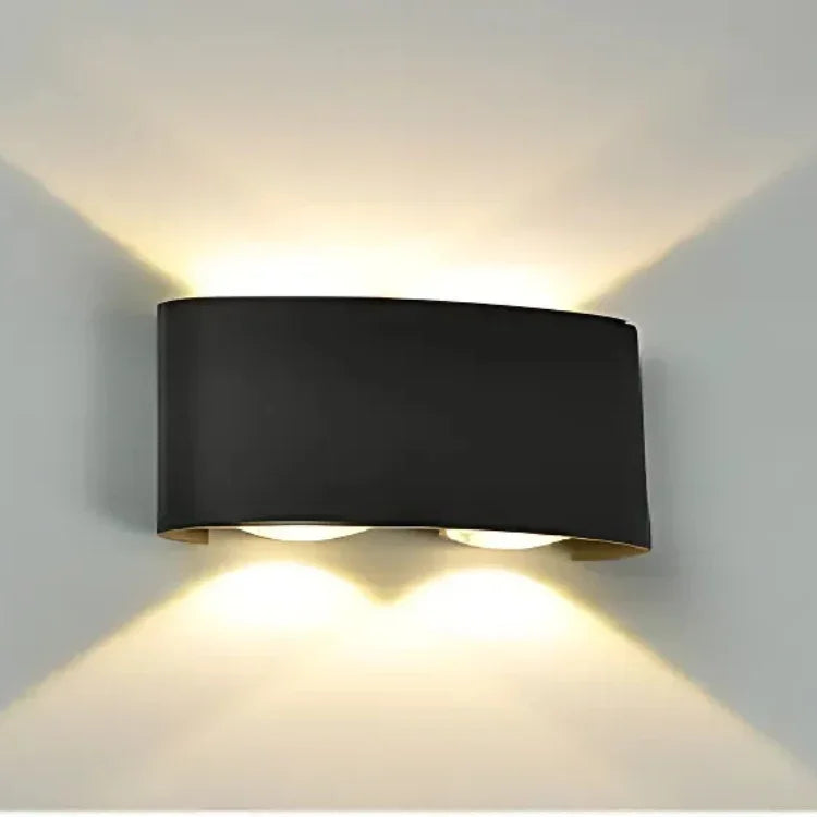 Modern black wall sconce with warm up-and-down lighting for contemporary interior decor