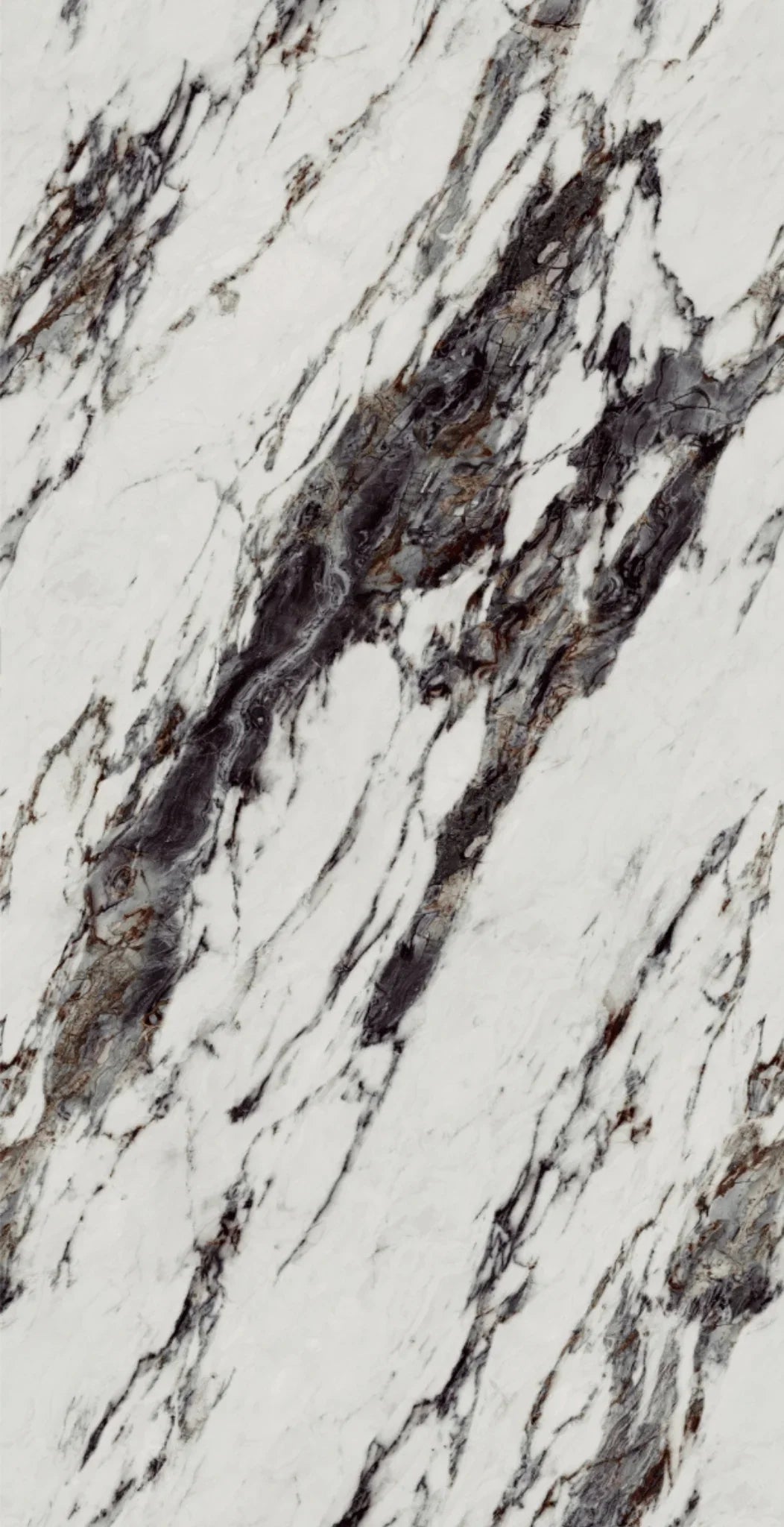 White marble-effect WPC wall panel with black and gray veining for modern interior decor