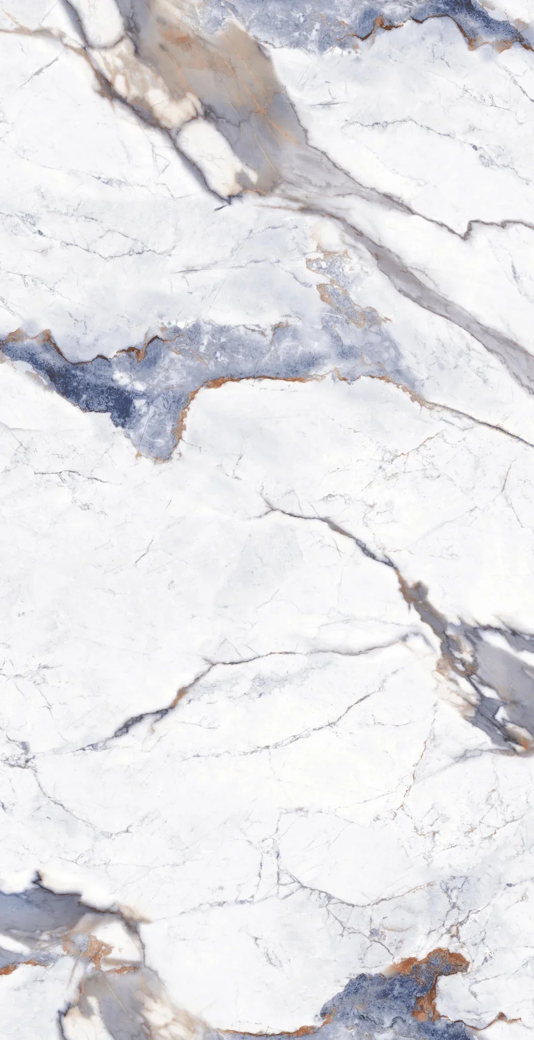 White marble-effect wall panel with blue and gold veining, ideal for modern interior design