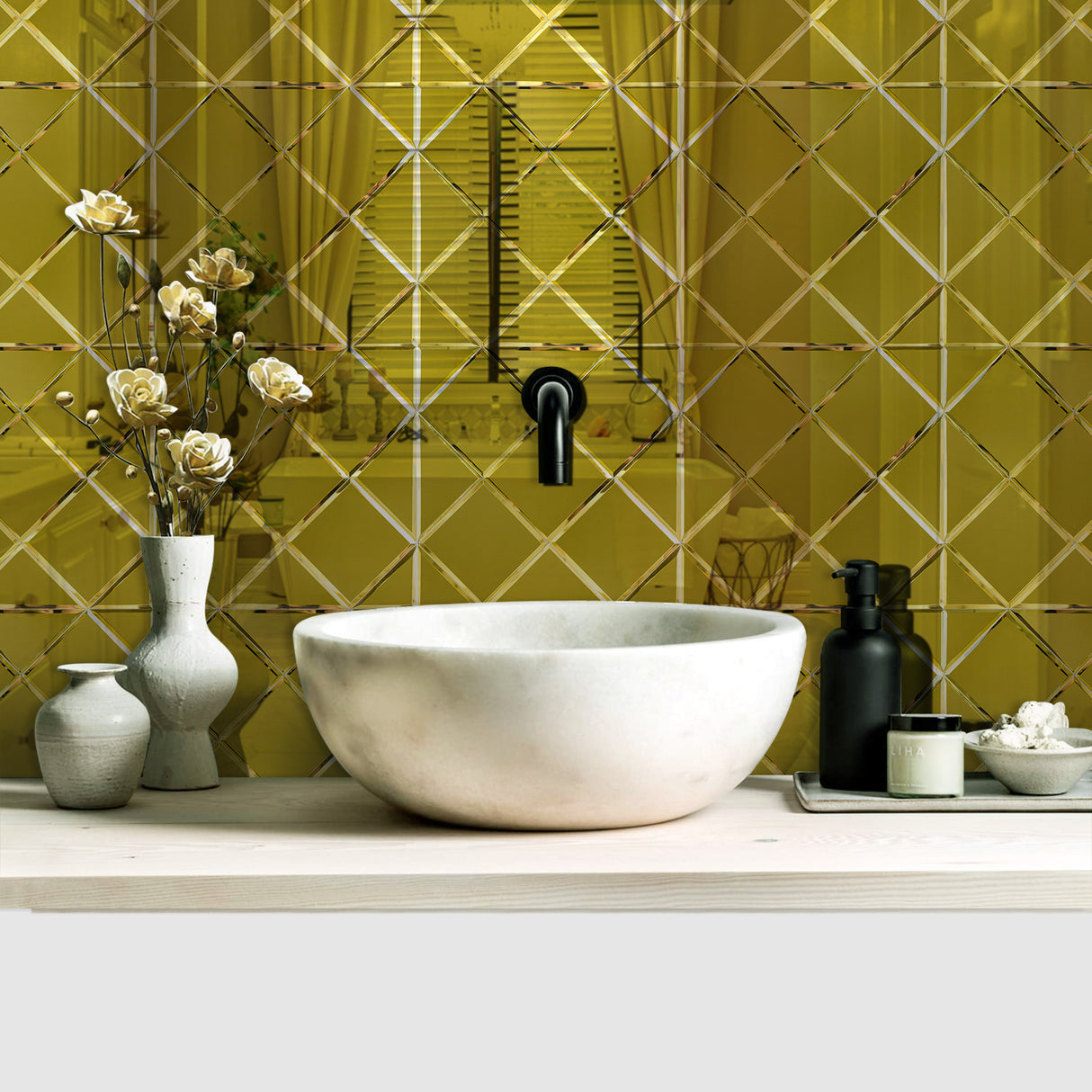 Diamond Gold Mirror | Zelfklevende Steenstrips van Totaal Decor