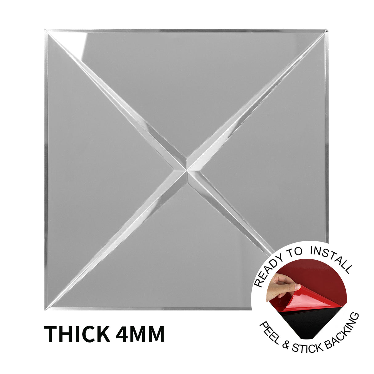 3D Pyramid Mirror | Zelfklevende Steenstrips van Totaal Decor