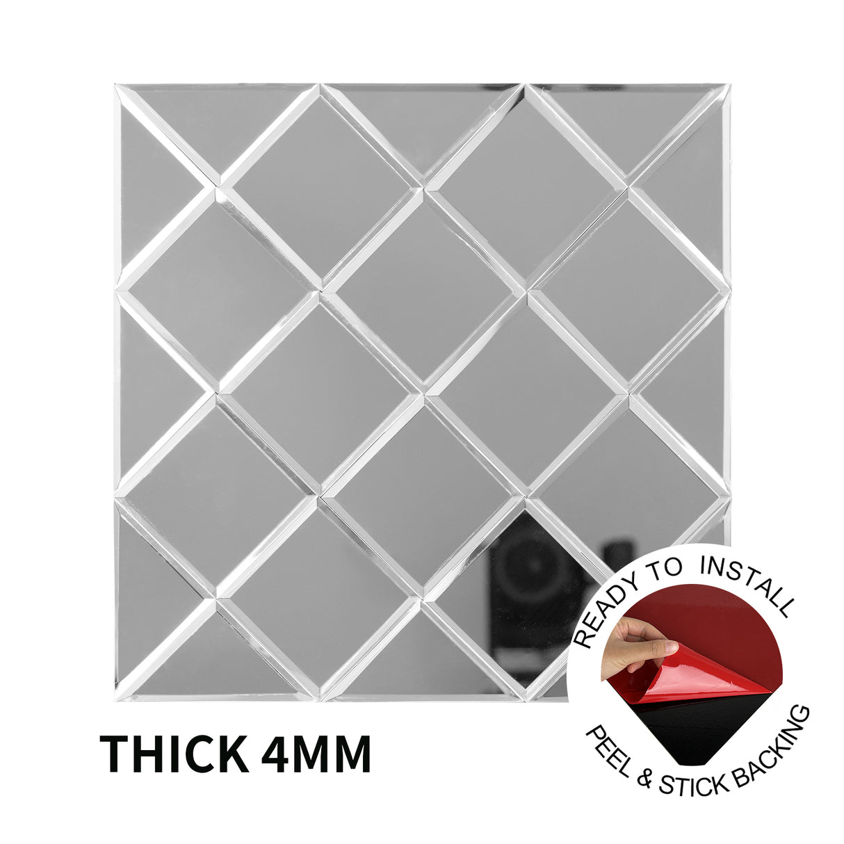 3D Geometric Mirror | Zelfklevende Steenstrips van Totaal Decor