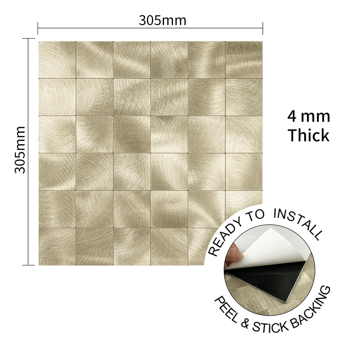 Brushed Gold Cubes | Zelfklevende Steenstrips van Totaal Decor