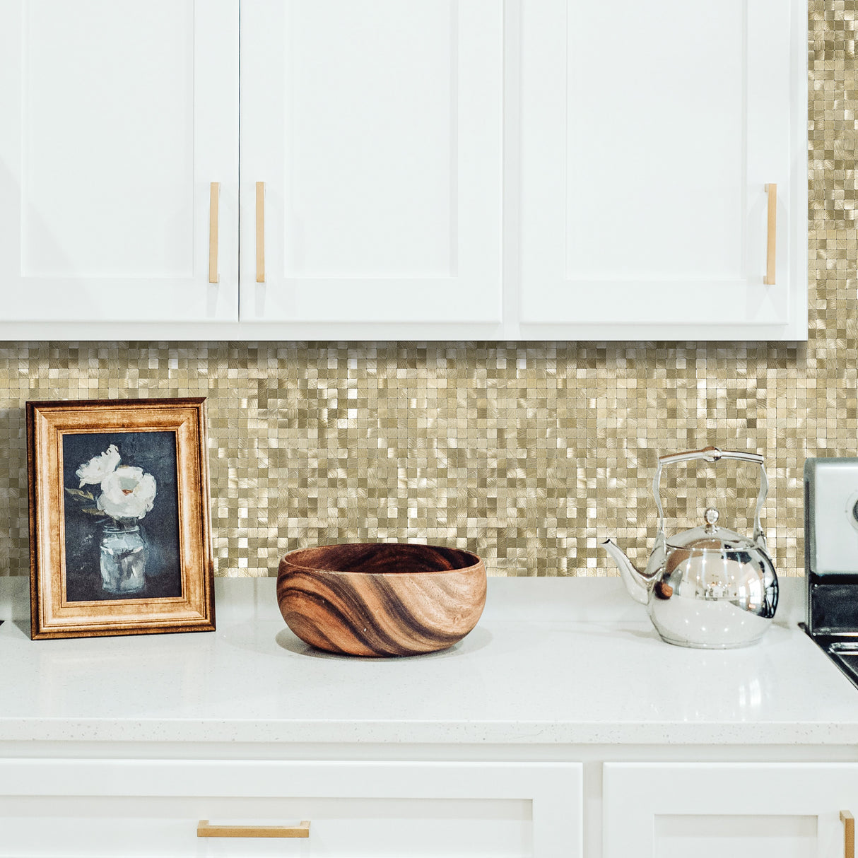 Brushed Gold Mini | Zelfklevende Steenstrips van Totaal Decor