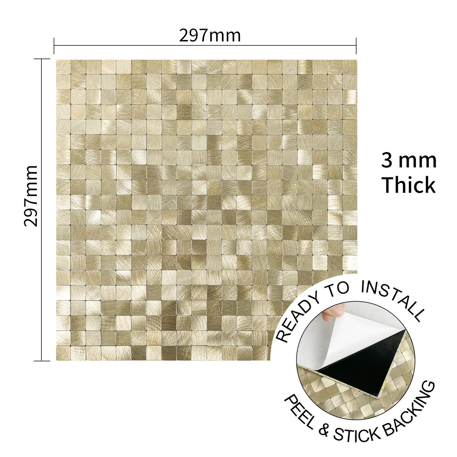Brushed Gold Mini | Zelfklevende Steenstrips van Totaal Decor