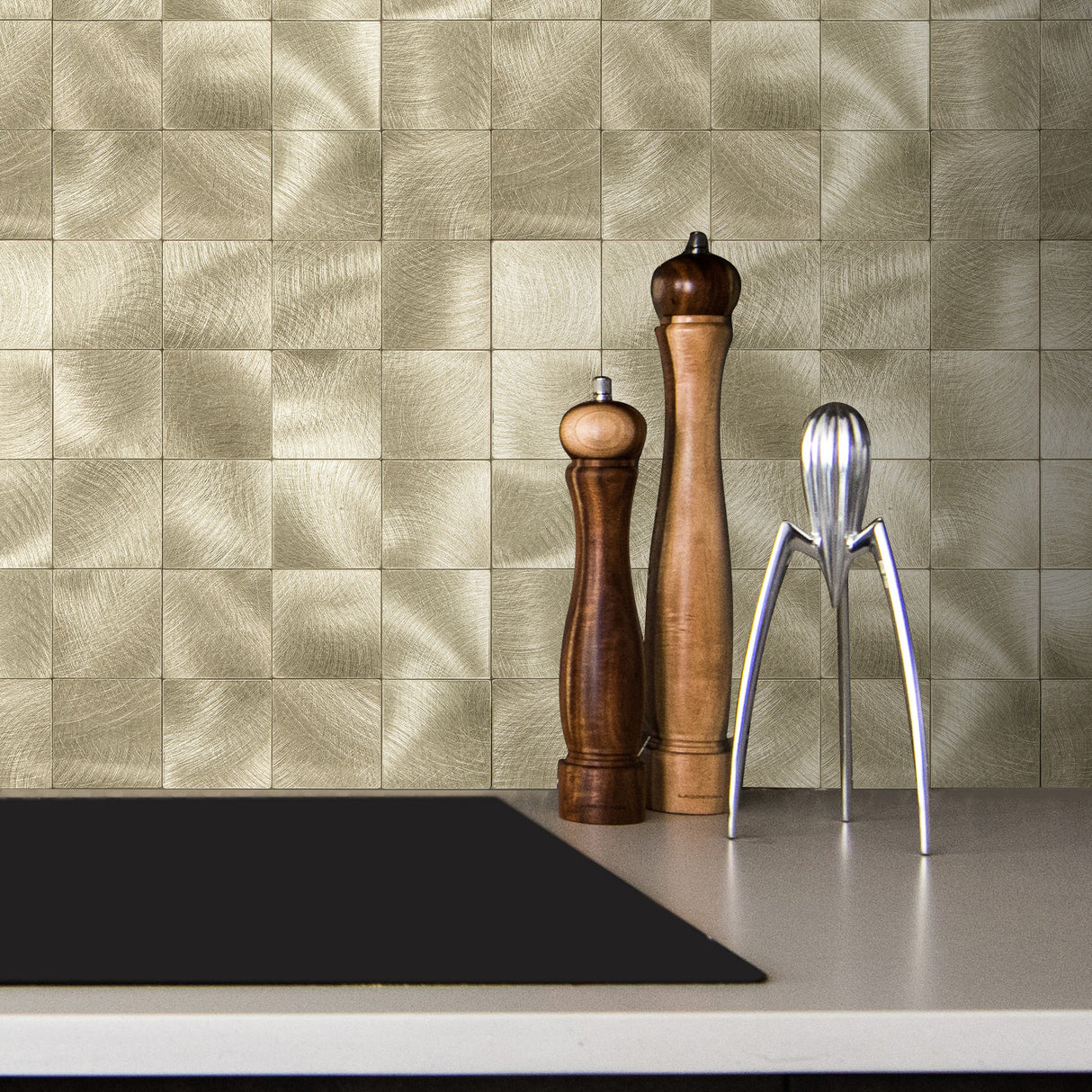 Brushed Gold Cubes | Zelfklevende Steenstrips van Totaal Decor