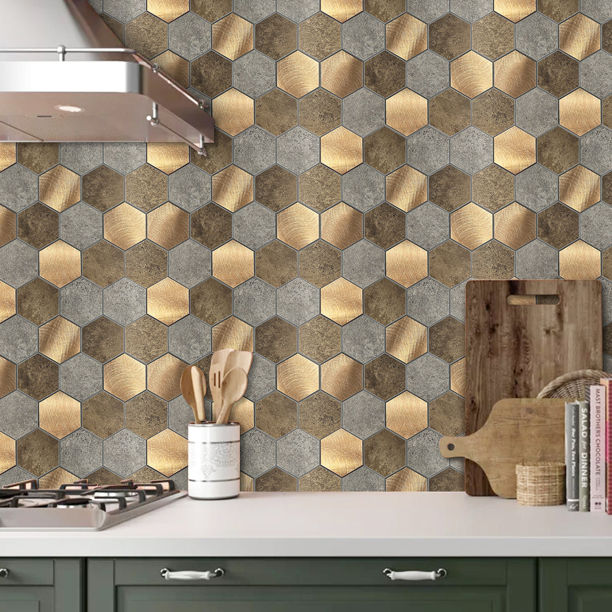 Color Hexagonal | Zelfklevende Steenstrips van Totaal Decor